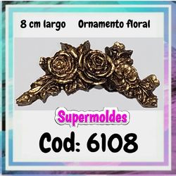 Moldura ornamento floral rosas 8cm cod 6108 Supermoldes