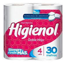 HIGIENOL Papel Higienico DOBLE HOJA 4 x 30 (Bolson Contiene 10 Unidades)