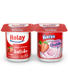 ILOLAY Yogur Batido FRUTILLA 2 x 120 g (Caja Contiene 12 pack)