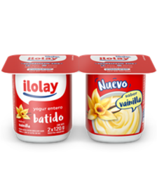 ILOLAY Yogur Batido VAINILLA 2 x 120 g (Caja Contiene 12 Pack)
