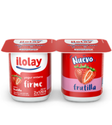 ILOLAY Yogur FIRME FRUTILLA 2 x 120 g (Bandeja Contiene 12 Unidades)