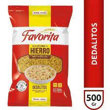 LA FAVORITA Fideos DEDALITOS x 500 g (Pack Contiene 15 Unidades)