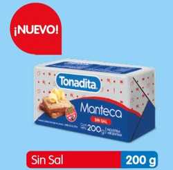 TONADITA Manteca SIN SAL x 200 g (Caja Contiene 10 Unidades)